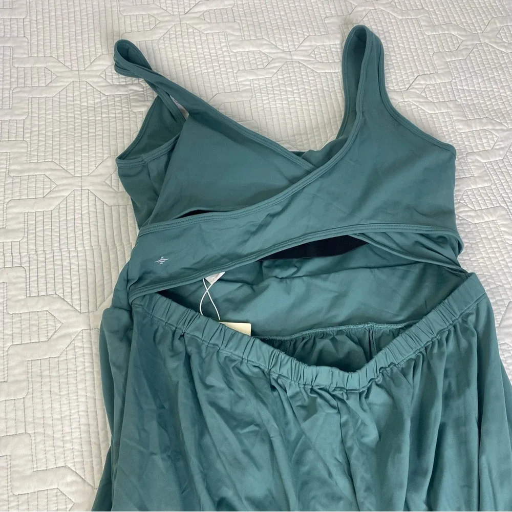Halara Airy Wide Leg Cool Touch Yoga Jumpsuit with Pockets-Easy Peezy Teal Sz XL - Picture 14 of 14